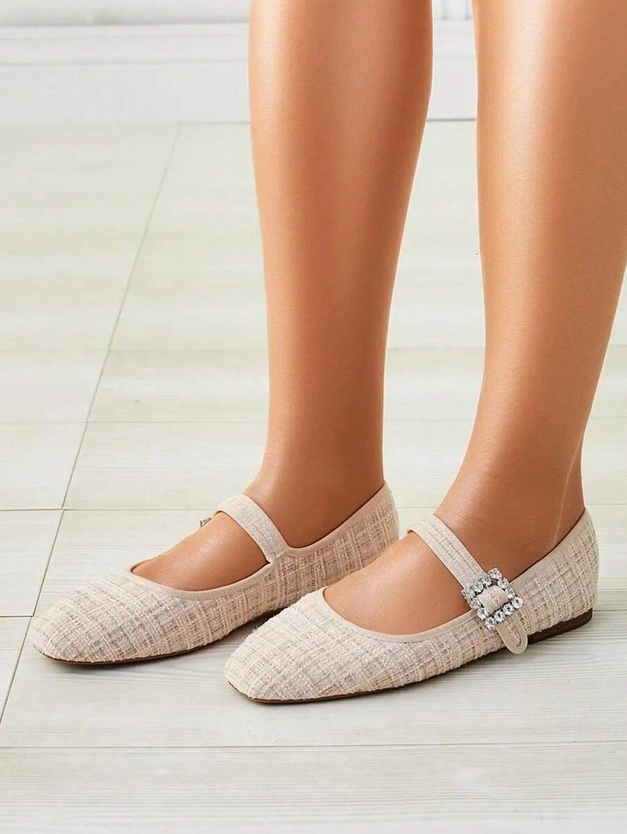 Royal Fashion Women's Checked Ballerinas With A Buckle And Strap Riffos Stylish High Heels - Beige - View 1