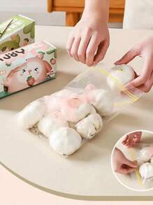 Reusable Food Storage Bag, Double-Ribbed Storage Bag, Fruit And Vegetable Freezer Bag, Reinforced Sealed Bag, Dense Refrigerator Underpack Bag, Removable Food Bag, Kitchen Items - Multicolor - View 2