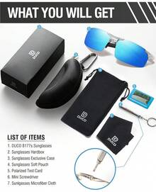 DUCO Mens Sports Polarized  UV Protection  For Men 8177s - Silver Frame Revo Blue Lens - View 7
