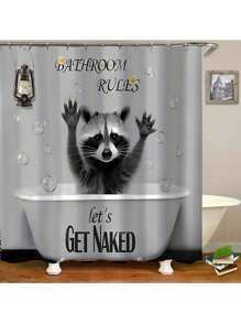 1/4pcs Raccoon Bathroom Shower Curtain Set, Bathroom Shower Curtain Set, Waterproof Fabric, Shower Curtain With 12 Hooks Back To School