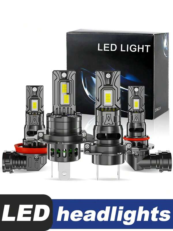 2 Packungen LED-Scheinwerfer Auto Motorrad-Kit 50.000LM 260W, H4, H7, /H9/H11 HB3/9005, HB4/9006/9012, 6500K Kaltweiß, Canbus, 300% heller, Plug & Play, Aluminium, 12V, Abblend-/Fernlicht, Miniformat, Auto Nebelscheinwerfer für verbesserte Fahrzeugbeleuchtung, Kraftfahrzeuge, ohne Batterie