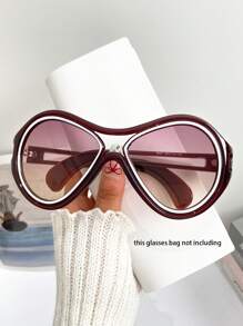 New Personalized Color Block Y2K Oversized Double-Beam Fashion Fashion Glasses, Suitable For Women & Men, Street Style, Party, Festival, Hiphop, Dance Show, Daily Casual, Couple, Beach, Unique Design - Multicolor - View 12