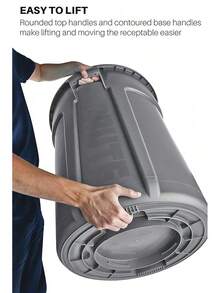 Rubbermaid Commercial Products BRUTE Heavy-Duty Round Trash Can With Venting Channels, 20-Gallon, Black, Waste Container For Landscapers/Construction Sites/Restaurants/Offices/Warehouses/Home/Driveway - 白色 - 查看 4