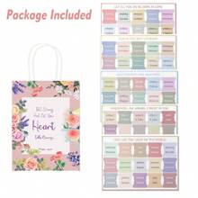 带手柄的圣经标签和圣经经文花卉礼品袋套装，莫兰迪层压圣经标签和基督教礼品袋圣经经文礼品包装袋，适合圣经学习和洗礼派对的圣诞礼物