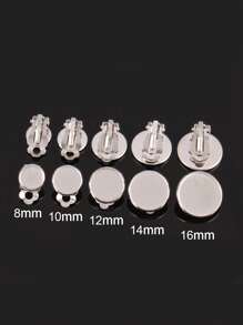 10pcs Stainless Steel Clip On Earrings Blank Base Cabochon Cameo Ear Clip With Trays Bezels Setting For Diy Jewelry Making Supplies - Ear Clip - View 2