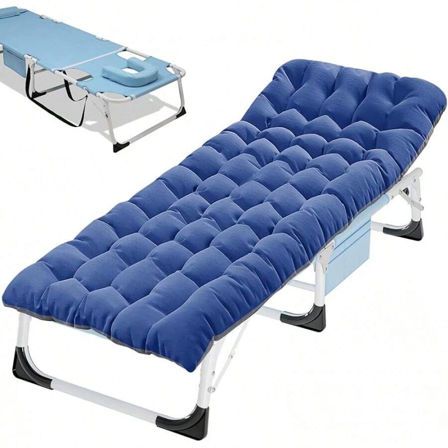 ABORON Oversized XXL Folding Camping Cot W/Mat For Adults, 78" L X 32" W X 18" H, Heavy Duty Outdoor Bed With Carry Bag,1200 D Layer Oxford Travel Camp Cots - 藍色 - 查看 1