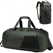 bolsa deportiva impermeable para gimnasio, bolsa de viaje para hombres y mujeres, bolsa de noche con compartimento para zapatos - Verde Oscuro - Ver 1