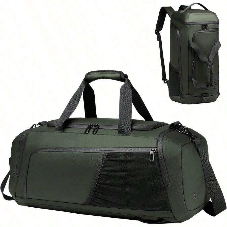 bolsa deportiva impermeable para gimnasio, bolsa de viaje para hombres y mujeres, bolsa de noche con compartimento para zapatos - Verde Oscuro - Ver 1