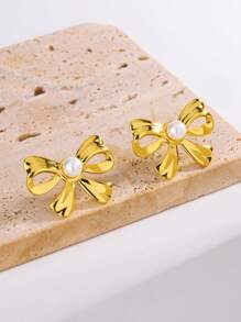 1 对/6 对心形不锈钢镀金环状耳环，简约耳环，奢华夏季配饰