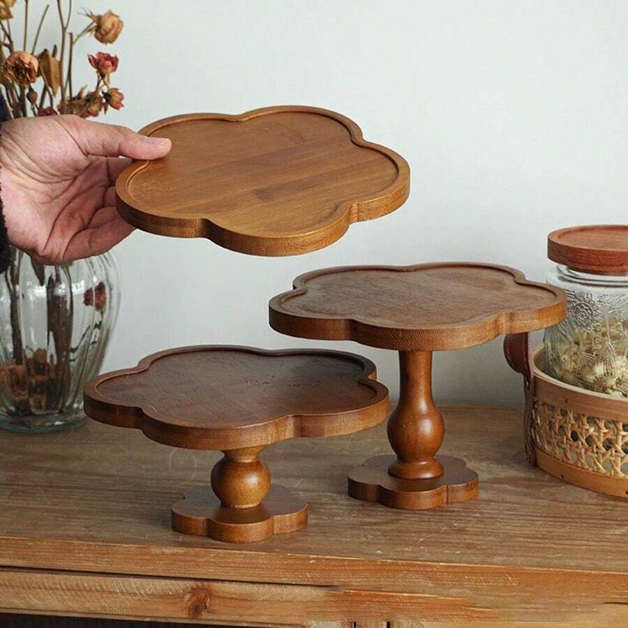 1 buc. Tavă din lemn cu dantelă vintage franceză, tavă înaltă, poate fi plasată pentru aromaterapie, decorațiune interioară Advanced Sense, organizator de depozitare pentru călătorii, înapoi la școală - Multicolor - Vizualizare 1