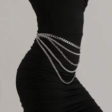1pc Women's Punk Style Multi-Layer Tassel Waist Chain - Silver - View 1