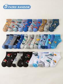 1/5/10 Pasang Kaos Kaki Pendek Pelajar Motif Mobil Kartun Ramah Kulit Lembut Nyaman Serbaguna Cocok Untuk Pemakaian Sehari-hari/Hadiah Liburan/Perjalanan Warna dan Gaya Acak - MultiWarna - View 10