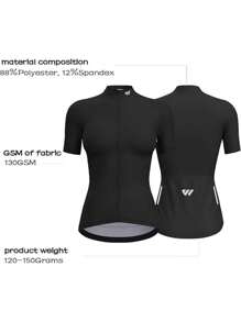 Wulibike Women's Quick-Dry Breathable Cycling Jersey - Short Sleeve Full-Zip Road Bike Top With Rear Pockets, Athletic Summer Fitness Apparel - Black - View 3