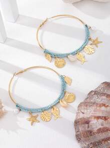 Bohemian Vacation Style Exaggerated Large Earrings - Marine Life Pendant Decoration - Women's Earrings