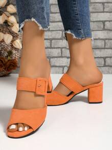 Scarpe casual da donna con tacco alto. Ciabatte scivolabili da interno/esterno con tacco spesso regolabile. Sandali da interno/esterno