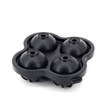 4-Cavity Round Diamond Ice Hockey Mold, Handmade Ice Hockey, Used For Whisky, Cocktails, Bourbon, With Funnel, Used For Parties, Family Bars, Bartenders (Black).