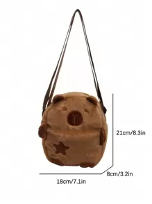 时尚水豚图案毛绒斜挎包，可用作单肩包、手提包和休闲包，新款秋冬包包，最佳秋季钱包。