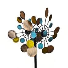 1 szt. lub hurtowo 4 sztuki metalowego wiatraka, zewnętrzna kinetyczna rzeźba, dekoracja palika ogrodowego bez prądu, kolorowa sztuka ogrodowa zasilana wiatrem, idealny prezent świąteczny
