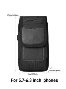 1个装竖款尼龙手机腰带夹，钱包式设计，适用于5.7-6.3英寸手机（XXL），可作腰包使用，防水，适合旅行、度假、圣诞礼物、斜挎包、单肩包、骑行包，黑色，适合徒步旅行、学生使用，大容量，多功能，户外便携，时尚休闲，可作腰包、礼品袋，男士夏季返校季、春季开学用品、男士腰包 - 黑色 - 查看 4