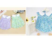 1 Piece Summer Lightweight Comfortable Cute Casual Pet Dog/Cat Ditsy Floral Collared Dress, Suitable For Vacation, Dates, Toy Poodle, Bichon Frise, Small-Medium Breeds