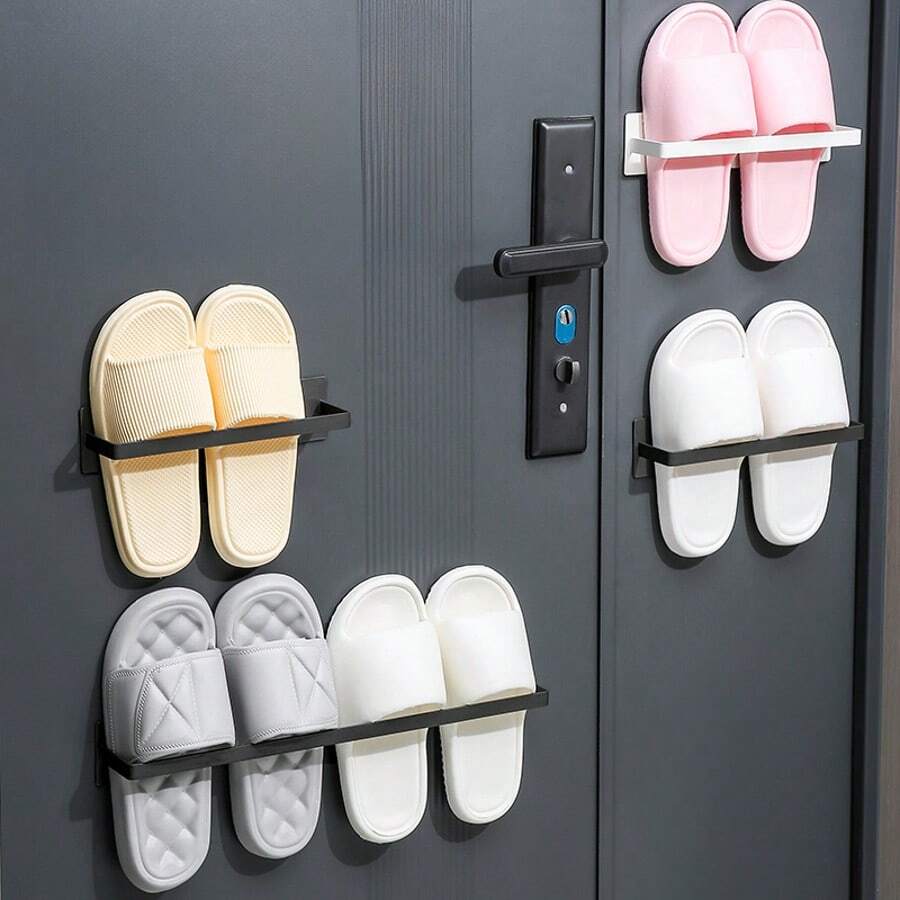 1 buah/Set 2 buah Rak Sepatu Lipat Magnetik, Baja Karbon, Pemasangan Tanpa Paku, Organizer Sepatu Gantung Dinding Ruang Tamu - MultiWarna - View 1