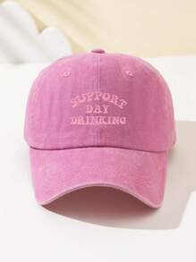 1 件女士时尚软顶棒球帽，绣有“SUPPORT DAY DRINKING”文字，可调节，透气，适合户外运动、露营、海滩、节日礼物 - B - 查看 24