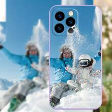 1 pieza Funda protectora de teléfono personalizada de TPU en color negro, blanco y morado compatible con modelos de /Galaxy, elegante, colorida, vintage, linda, personalizada, ideal como regalo para él, ella, novio, novia, familia, amigos, abuelos, pareja, para aniversarios, para cumpleaños