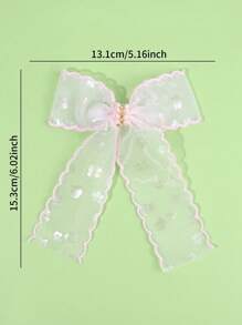 2 件装粉色薄纱发饰，适合女孩，闪亮花朵印花蝴蝶结鳄鱼夹，优雅珍珠水钻发夹，春假女孩发夹，儿童发饰 - 粉色 - 查看 5