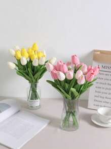 1pc/6pcs/10pcs Artificial Tulips, Plastic Simulation Flowers, Realistic Blooming Tulips, Suitable For DIY Craft, Wedding Bouquets, Home And Tabletop Decor, Indoor And Outdoor Decor, Living Room, All Seasons, Christmas, Valentine's Day, Mother's Day, Graduation, Wreath Day, Junefest, Not Including Containers Gifts Birthday Birthday Decorations Party Decorations Bachelorette