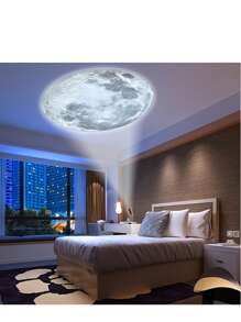 1pc Mini USB Moon Projection LED Earth Galaxy Lamp, Suitable For Home Atmosphere Lighting, Room Decor, Wall Decor, Night Light - Black - View 2