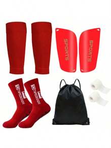 5-Piece Set: Men & Women Football Leg Warmers, Mid-Calf Anti-Slip Leg Warmers, Soccer Shin Guards, Youth Soccer Bag, Leg Sleeve & Bandage For Professional Training - Multicolor - View 12