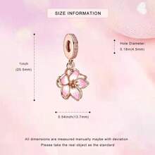 3D Swirling Silver-Plated Sakura Flower Pendant Charm, New Bestselling Suitable For DIY Bracelet/Necklace Wear, Popular Jewelry Making Birthday & Daily Jewelry Gift - Rose Gold - View 7