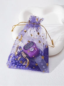 1个手持式环形计数器，配有99颗珠子，礼品袋包装，斋月礼物，适用于祈祷、礼拜、运动计数