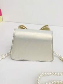 Girls' Mini Crossbody Bag With Bow & Pearl Chain - 822# Champagne Gold - View 5