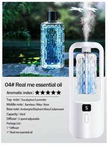 Ambientador colgante recargable con luz de colores, purificador de aire, humidificador y difusor de aceites esenciales para el hogar, el dormitorio, el baño y los viajes. Viene con 6 fragancias diferentes para elegir, un desodorizador silencioso y automático que purifica el humo y los olores del hogar.