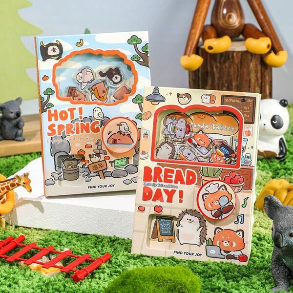 Spaßig und interessant! Süßes Anime-Notizbuch aus dem Gashapon-Automaten, kreatives Cartoon-Notizbuch mit Tieren von Moe Island, Notizbuch mit lustigem Muster, kreatives und lustiges Cartoon-Tagebuch-Notizbuch, Notizbuch-Geschenk für Studenten