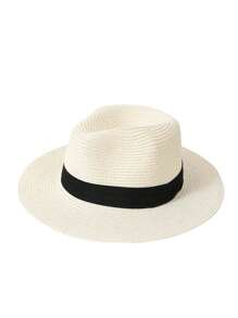 1 Pc Panama Hats Men Beach Wide Brim Straw Hat Summer Sun Hats Plus Size Fedora HatSummer Hat Panama Straw Hat British Top Hat Men's And Women's Foldable Sun Shading Beach Hat Sun Protection HatSummer Classic Sun Hats For Men Panama Hats Couple Wide Brim Beach Straw Hat Big Head Plus Size Fedora Hat - Multicolor - View 7