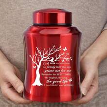 Cremation Urns For Human Ashes Adult Woman Men Tree Of Life Decorative Memorial Funeral Burial Urn For Ashes Male Female Dad Mom - 紅色 - 查看 1