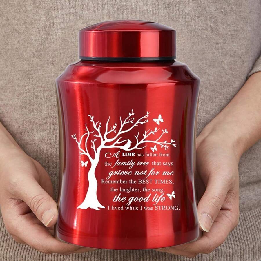 Cremation Urns For Human Ashes Adult Woman Men Tree Of Life Decorative Memorial Funeral Burial Urn For Ashes Male Female Dad Mom - 紅色 - 查看 1