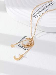 1 pieza Colgante minimalista de estrella y luna para mujer, collar de luna con circonita, joyería