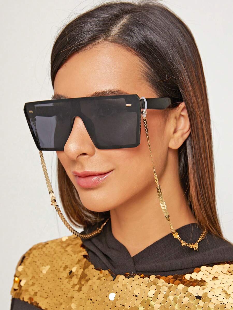 1 pieza Cadena de gafas de metal con forma de hoja, sencilla y personalizada para mujeres, cadena versátil de silicona antideslizante para gafas, decoración para gafas de sol, correa antióxido de gafas, cordón para gafas de sol antideslizante para niñas y mujeres