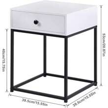 Bedside Tables Set Of 2, Modern Bedside Cabinets With Drawer And Metal Frame For Bedroom Living Room 2 White - White - View 3