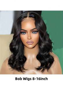 Bob Wig Human Hair 13x4 Body Wave Lace Front Wigs Human Hair Glueless Wigs Human Hair Pre Plucked 150% Density Short Bob Wigs For Women 8-16inch Human Hair Natural Black Color
