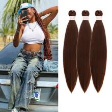 1/3/6 Packungen Schwarzes Flechthaare Vorgespanntes Knotenlose Kanekalon Box Zöpfe Haare zum Flechten, Vorgespannt Lang Gerade Synthetische Flecht-Haarverlängerungen für Knotenlose Zöpfe