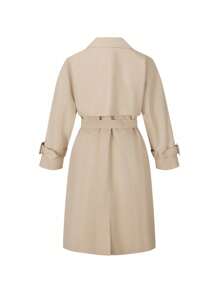 Damen klassischer Herbstmantel, Retro-Stil, minimalistisches Design, mit verstellbarem Taillengürtel und praktischen Taschen, geeignet für den Arbeitsweg und zum Schichten - Beige - Übersicht 3
