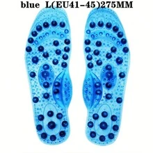 1 Pair Massage Insoles With 68pcs Transparent Blue & Black Magnetic Stones, Covering Whole Foot Acupressure Points, Soft PVC Material Suitable For All Shoes - Blue - View 10