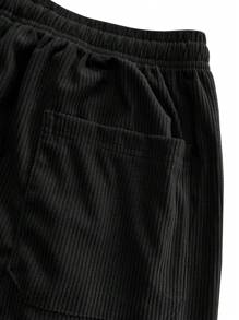 Hidkat Men's Elastic Waist Corduroy Pants, Fashion Drawstring Straight Leg Casual Sweatpants For Spring And Autumn