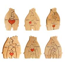 1 pièce Figurine en bois d'un ours qui fait un câlin, décoration familiale chaleureuse, fournitures scolaires, retour à l'école