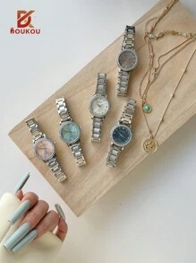 1件優雅正方形石英女款手錶，皮革錶帶防水腕錶，節日禮物 - 均碼 - 查看 2