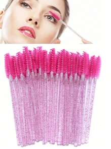 300pcs/100pcs/50pcs/10pcs Crystal Disposable Eyeliner Brushes - For Eyelash Extension, Mascara Application, Makeup Brushes (6 Mixed Colors)